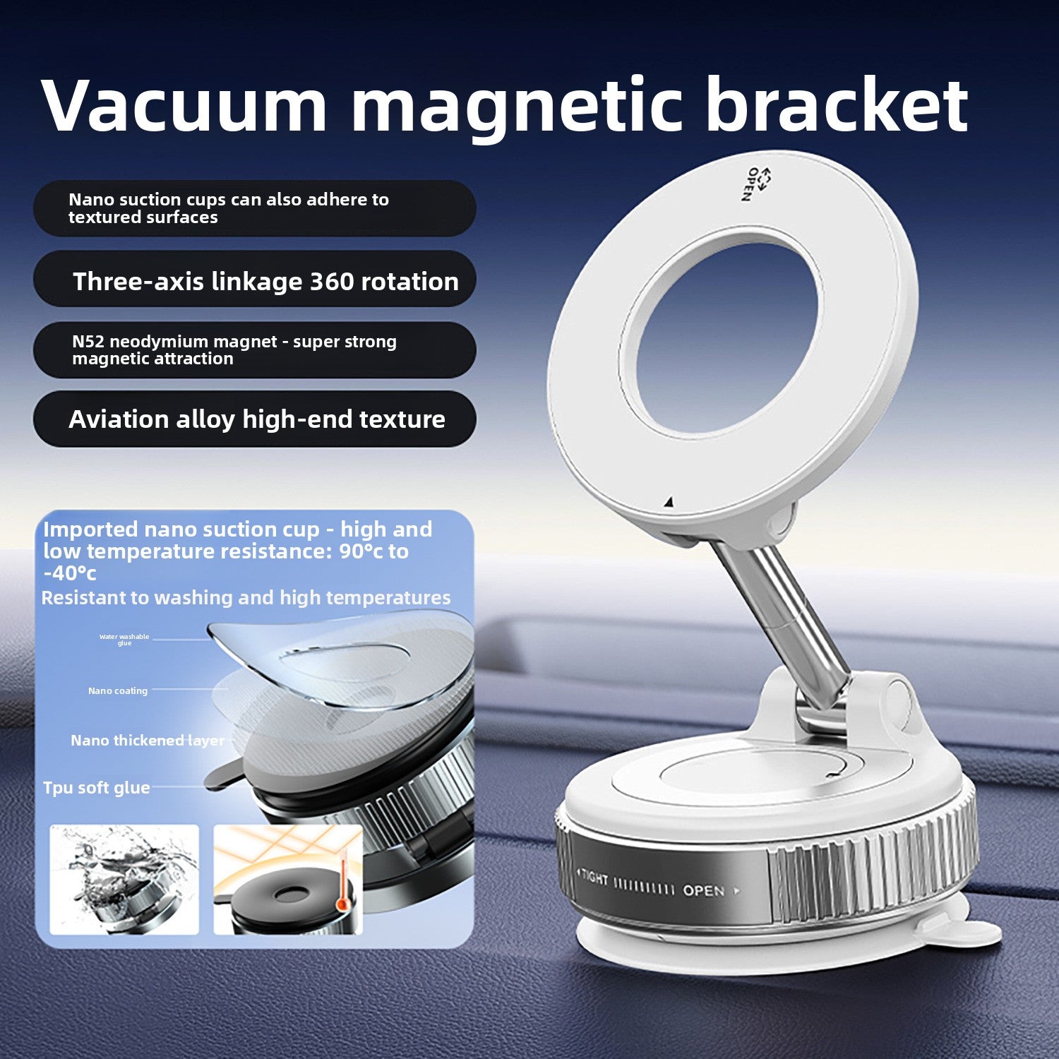 Magnetic Car Phone Holder with Suction Base