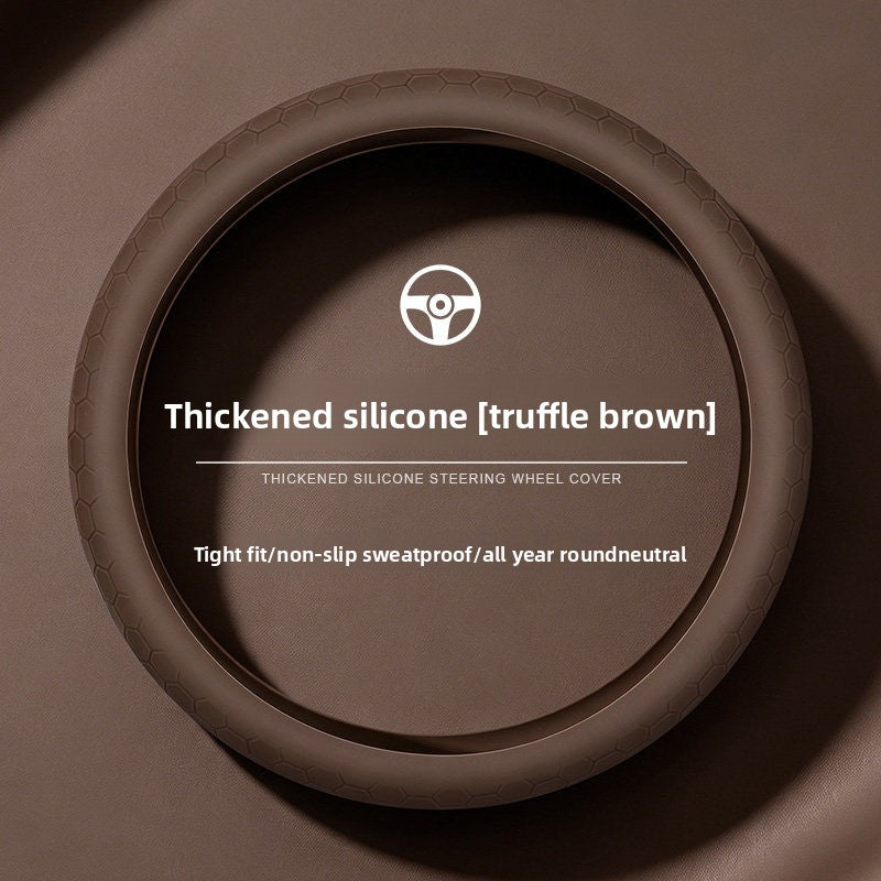 Car Silicone Steering Wheel Cover, Thickened, Suitable for All Seasons, Anti-Slip, Breathable Protective Cover, Summer Handle Cover