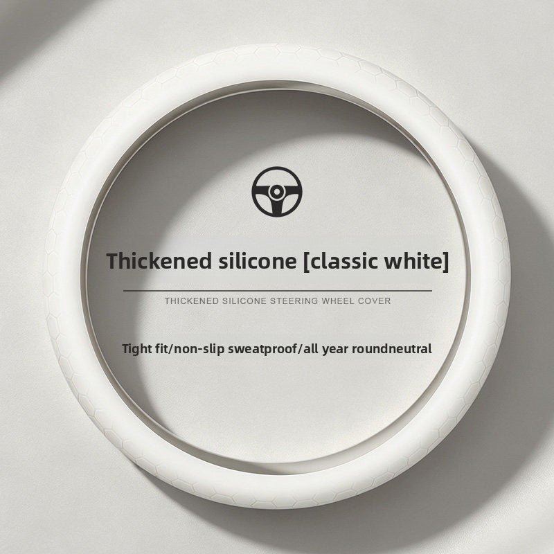 Car Silicone Steering Wheel Cover, Thickened, Suitable for All Seasons, Anti-Slip, Breathable Protective Cover, Summer Handle Cover